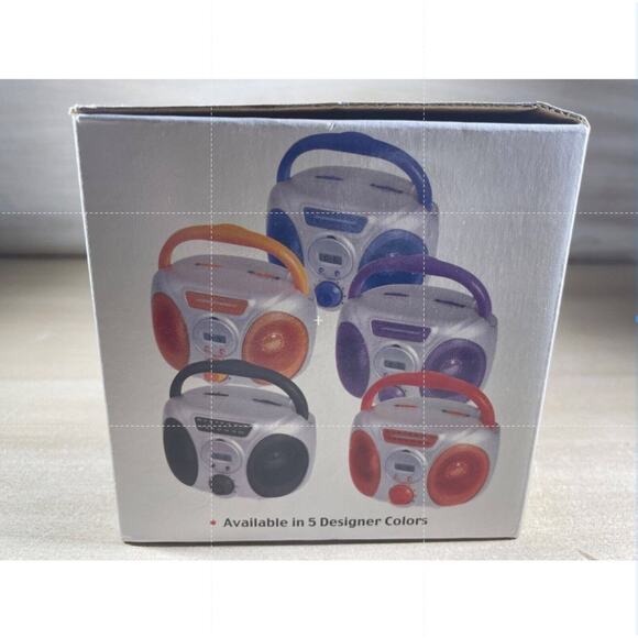 Mini AM/FM Radio Boom Box Digital LCD Clock with Date Day Display Silver & Blue - Picture 6 of 7